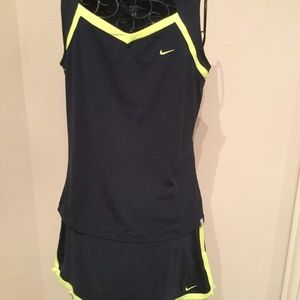 Nike Navy Tennis Skirt & Top w yellow accent